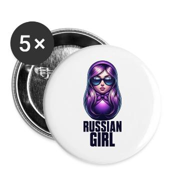 Russian Girl! Russia Matryoshka Russian for - Buttons large 2.2''/56 mm (5-pack) - white - Front
