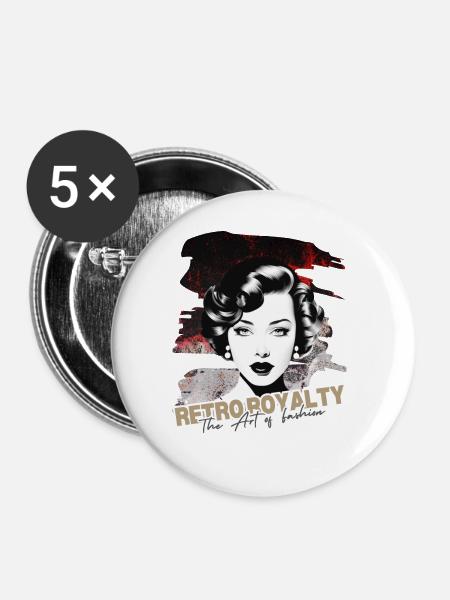 Retro Royalty - Buttons groß 56 mm (5er Pack) - Weiß