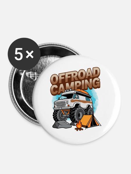 Offroad Camping - Buttons groß 56 mm (5er Pack) - Weiß