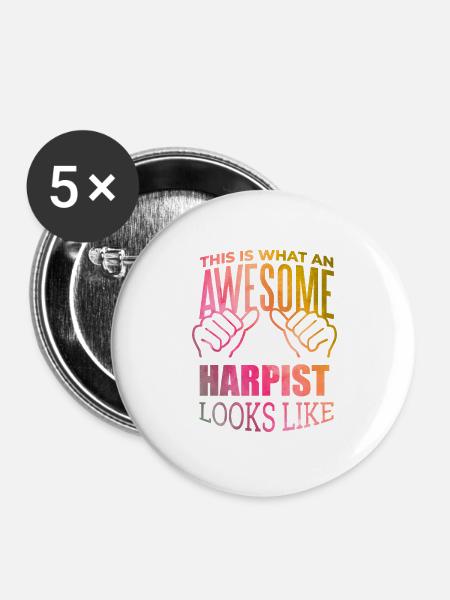 Harfe Harfe Harfe - Buttons groß 56 mm (5er Pack) - Weiß