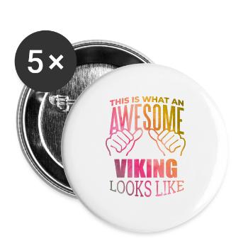 Viking - Lot de 5 grands badges (56 mm) - blanc - Devant