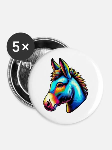 Esel Esel Schnuller Maultier - Buttons groß 56 mm (5er Pack) - Weiß