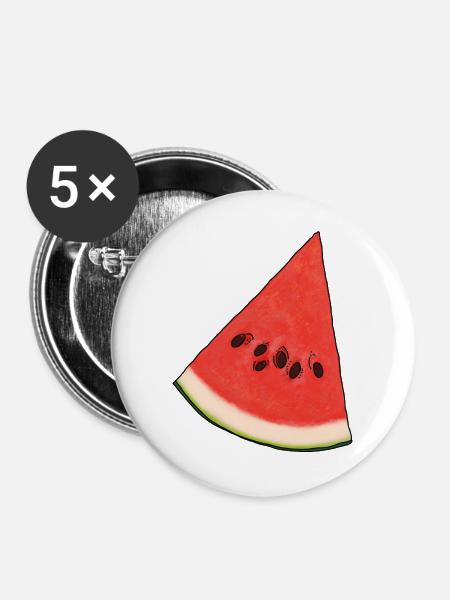 Wassermelone Dreieck - Buttons groß 56 mm (5er Pack) - Weiß