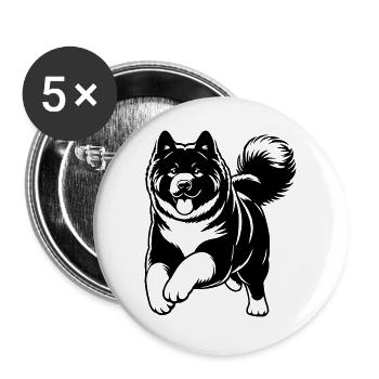 American Akita - Buttons large 2.2''/56 mm (5-pack) - white - Front
