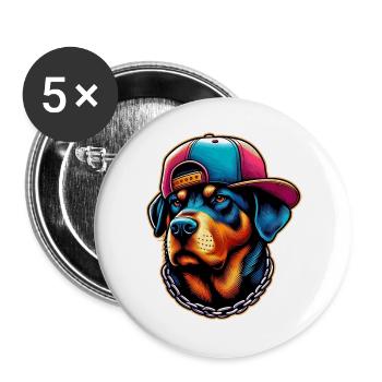 Dog - Buttons large 2.2''/56 mm (5-pack) - white - Front