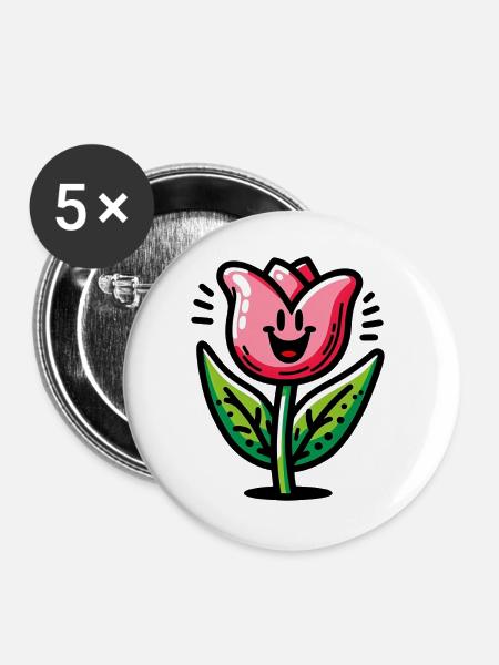 Tulpe - Buttons groß 56 mm (5er Pack) - Weiß