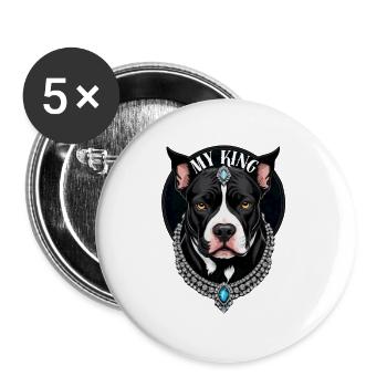Mon roi le Pitbull - Lot de 5 grands badges (56 mm) - blanc - Devant