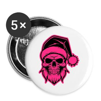 Santa Claus Skull - Buttons large 2.2''/56 mm (5-pack) - white - Front