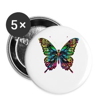 Schmetterling Flügel Bunt Butterfly Schmetterlinge - Buttons groß 56 mm (5er Pack) - Weiß - Vorne
