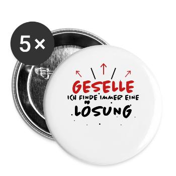 Geselle Spruch Lustiges Gesellenprüfung Geschenk - Buttons groß 56 mm (5er Pack) - Weiß - Vorne