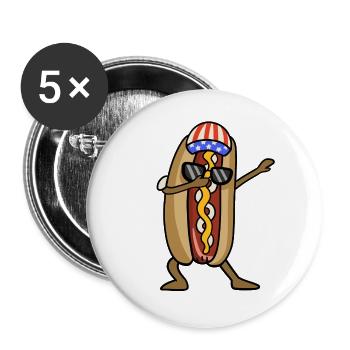 Hotdog 4. Juli - Buttons groß 56 mm (5er Pack) - Weiß - Vorne