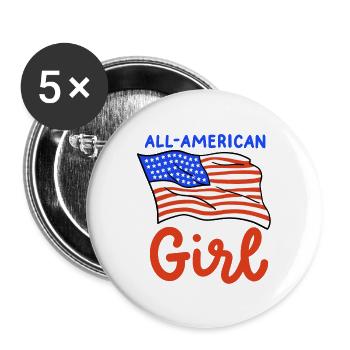 4. Juli USA Amerika Flagge - Buttons groß 56 mm (5er Pack) - Weiß - Vorne