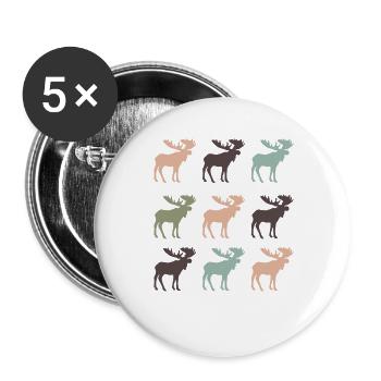 Elch - Buttons groß 56 mm (5er Pack) - Weiß - Vorne