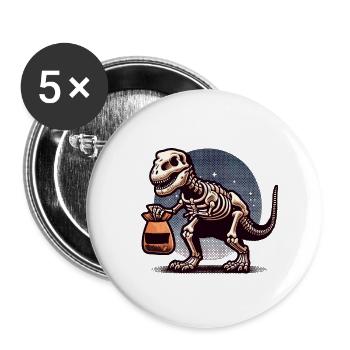 T-Rex Dinosaure Trick or Treat Halloween - Lot de 5 grands badges (56 mm) - blanc - Devant