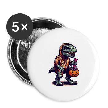 T-Rex dinosaure zombie Halloween Costume Décoration - Lot de 5 grands badges (56 mm) - blanc - Devant