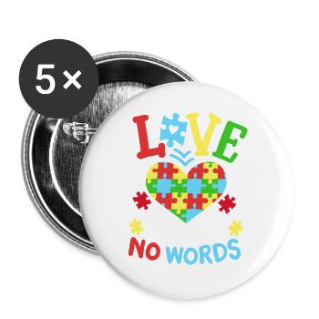 Unterstützung zur Aufklärung über Autismus - Buttons groß 56 mm (5er Pack) - Weiß - Vorne