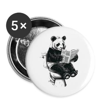 Belesener Panda genießt Lektüre - Buttons groß 56 mm (5er Pack) - Weiß - Vorne