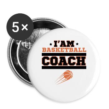 Basketball coach - Buttons large 2.2''/56 mm (5-pack) - white - Front