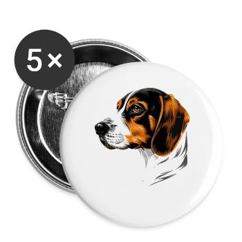 Beagle Chiot Beagles Chien mignon Beagle anglais - Lot de 5 grands badges (56 mm) - blanc - Devant