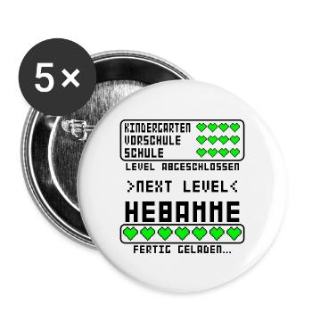 Hebamme Abschluss Ausbildung bestanden - Buttons groß 56 mm (5er Pack) - Weiß - Vorne
