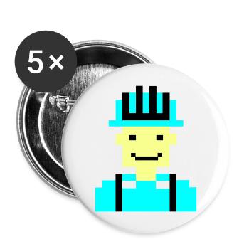 Construction Worker Pixel 01 - Buttons large 2.2''/56 mm (5-pack) - white - Front