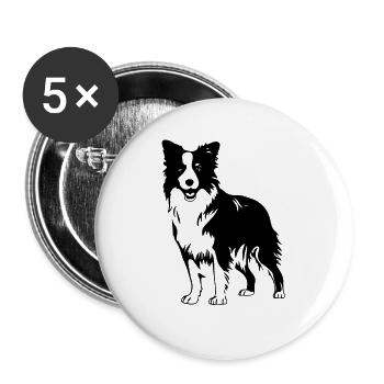 Border collie - Buttons large 2.2''/56 mm (5-pack) - white - Front