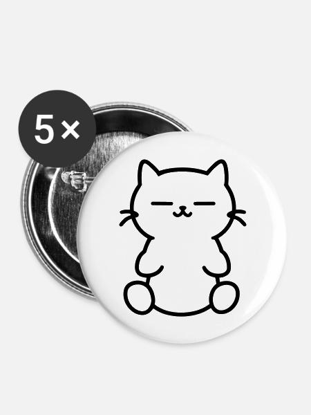 Kätzchen - Buttons groß 56 mm (5er Pack) - Weiß