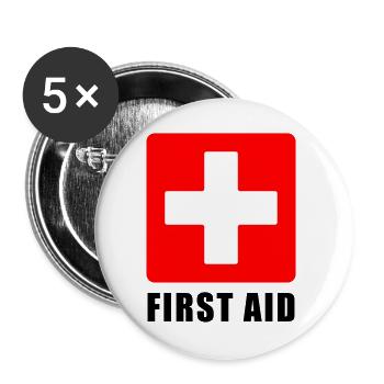 First Aid Medical Cross Sicherheitssymbol Vektor-Symbol - Buttons groß 56 mm (5er Pack) - Weiß - Vorne