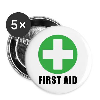 First Aid Medical Cross Sicherheitssymbol Vektor-Symbol - Buttons groß 56 mm (5er Pack) - Weiß - Vorne