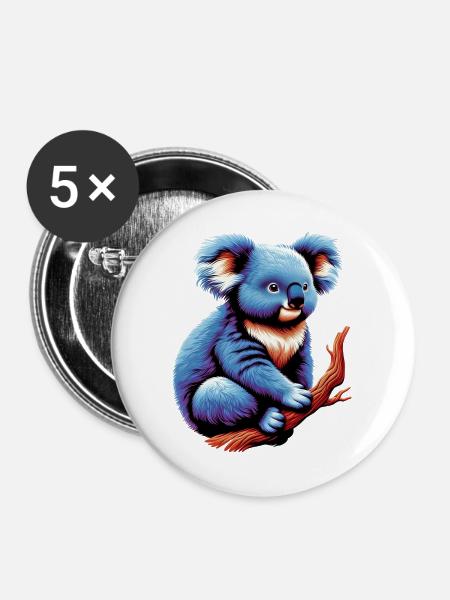 Koala - Buttons groß 56 mm (5er Pack) - Weiß