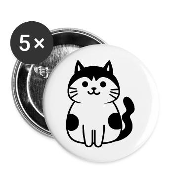 Katze - Buttons groß 56 mm (5er Pack) - Weiß - Vorne