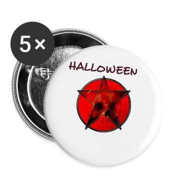Pentagram with skull - Buttons large 2.2''/56 mm (5-pack) - white - Front