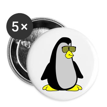 cool Pinguin 002 - Buttons groß 56 mm (5er Pack) - Weiß - Vorne