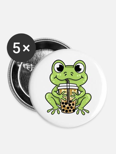 Frosch Bubble Tea - Buttons groß 56 mm (5er Pack) - Weiß