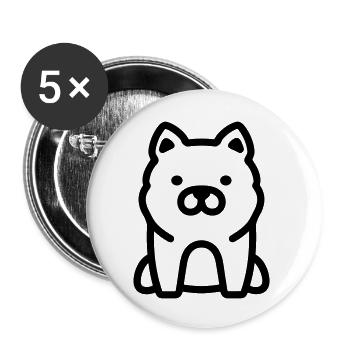 Hund - Buttons groß 56 mm (5er Pack) - Weiß - Vorne