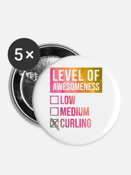 Curling Curling Curling - Buttons groß 56 mm (5er Pack) - Weiß