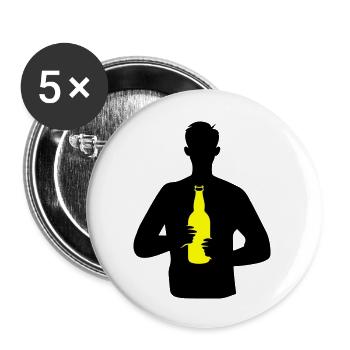 Boire de la bière de fête - Lot de 5 grands badges (56 mm) - blanc - Devant