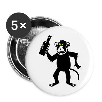Monkey Party Beer - Buttons large 2.2''/56 mm (5-pack) - white - Front