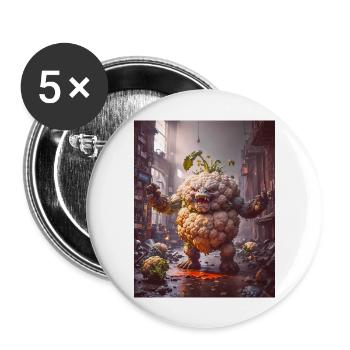 légumes chute Apocalypse Monster chou-fleur - Lot de 5 grands badges (56 mm) - blanc - Devant