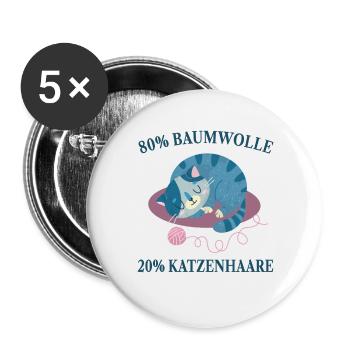 Cats, Cat Hair, Cat Lovers, - Buttons large 2.2''/56 mm (5-pack) - white - Front