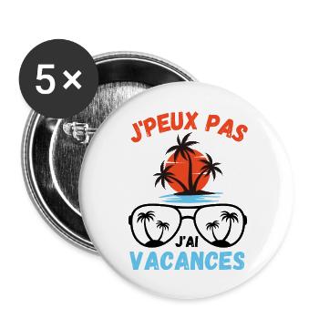 Vacances d été palmiers plage - Lot de 5 grands badges (56 mm) - blanc - Devant