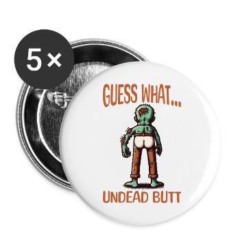 Halloween Costume Décoration Drôle Dire Mort-vivant - Lot de 5 grands badges (56 mm) - blanc - Devant