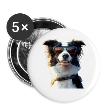 Border Collie Hunde Liebhaber Welpe Süße Collies - Buttons groß 56 mm (5er Pack) - Weiß - Vorne