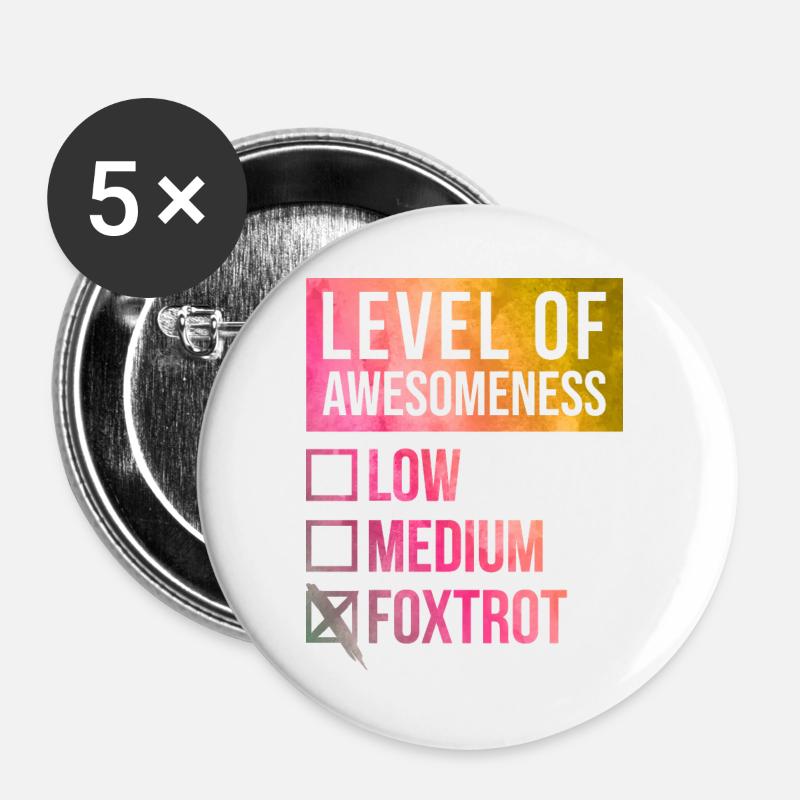 Foxtrott - Buttons groß 56 mm (5er Pack) - Weiß