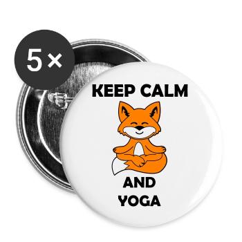 Yoga Renard Garder son calme - Lot de 5 grands badges (56 mm) - blanc - Devant