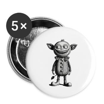 Gruseliges Monster Design Halloween Gnome Outfit - Buttons groß 56 mm (5er Pack) - Weiß - Vorne
