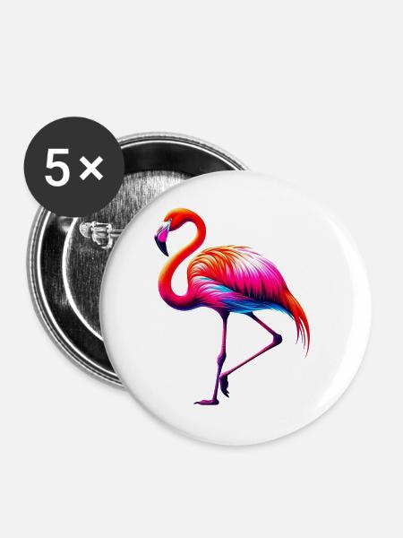 Flamingo - Buttons groß 56 mm (5er Pack) - Weiß