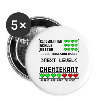 Chemikant Ausbildung Beginn für Baby Azubi - Buttons groß 56 mm (5er Pack) - Weiß - Vorne