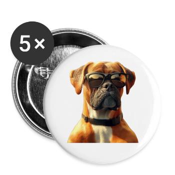 Deutscher Boxer Hunde Boxerverein German Boxer - Buttons groß 56 mm (5er Pack) - Weiß - Vorne