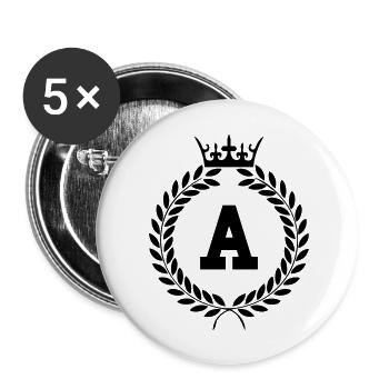 Lettre A Armoiries - Lot de 5 grands badges (56 mm) - blanc - Devant